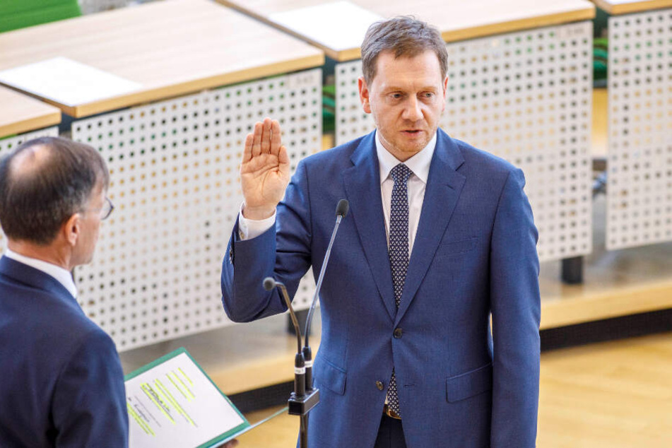 Michael Kretschmer (44, CDU) leistet den Amtseid.