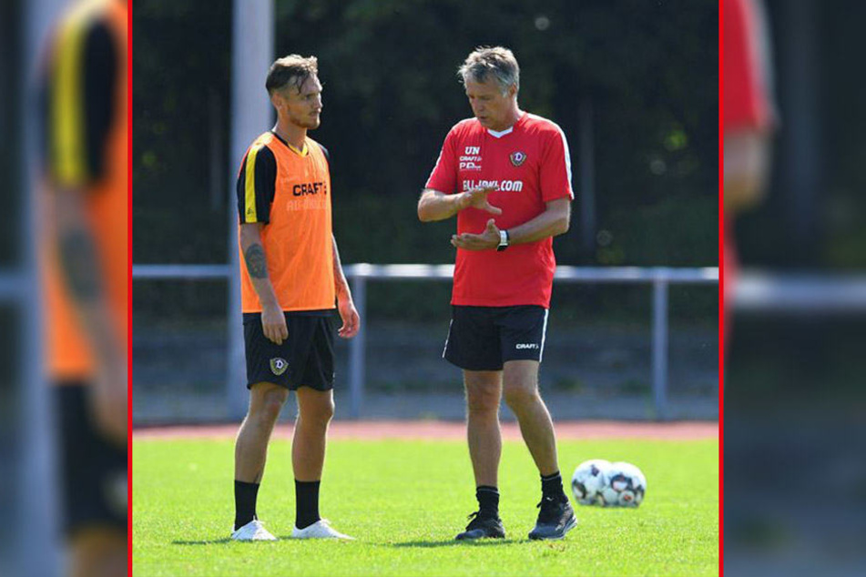 Liegen auf einer Wellenlänge: Auch wegen Trainer Uwe Neuhaus (r.) hat sich Linus Wahlqvist für Dynamo entschieden.