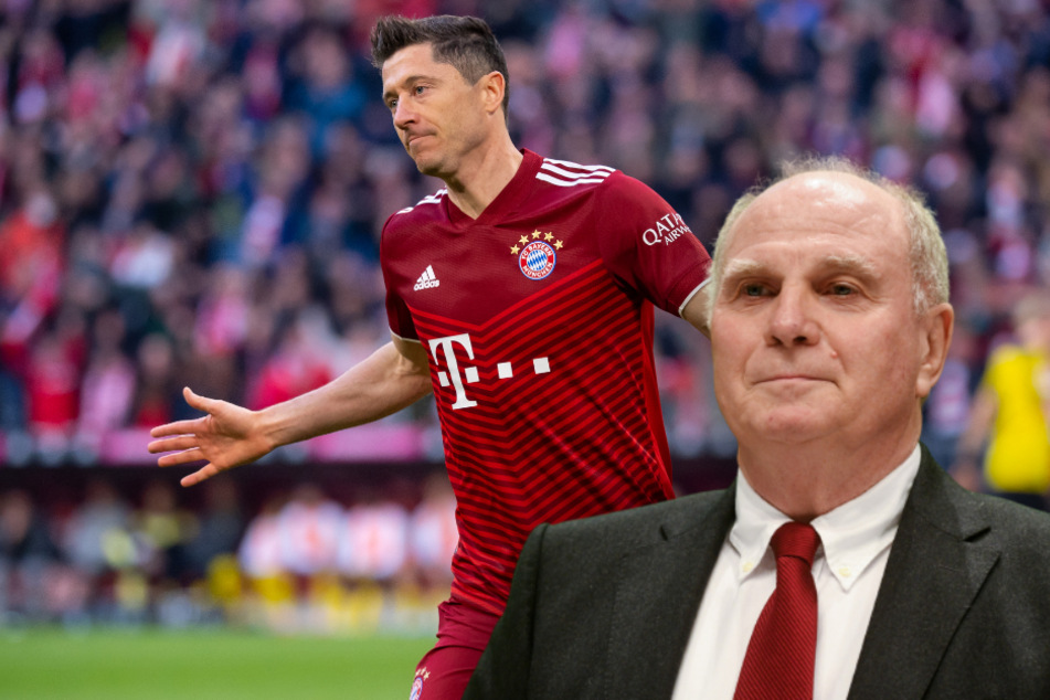 Uli Hoeneß (70, r.) geht davon aus, dass Robert Lewandowski (33) auch im nächsten Jahr beim FC Bayern spielen wird.