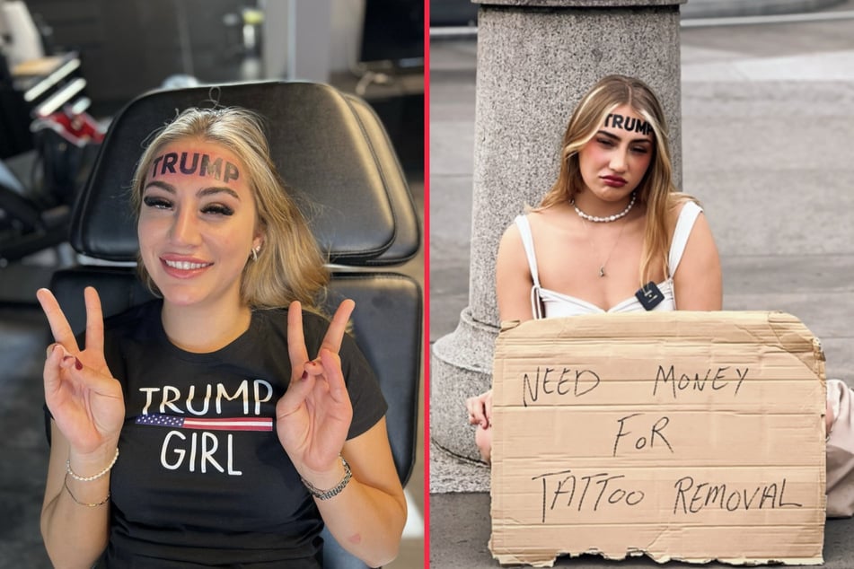 Rain Monroe has been seen crowdfunding to have her "Trump" tattoo removed.