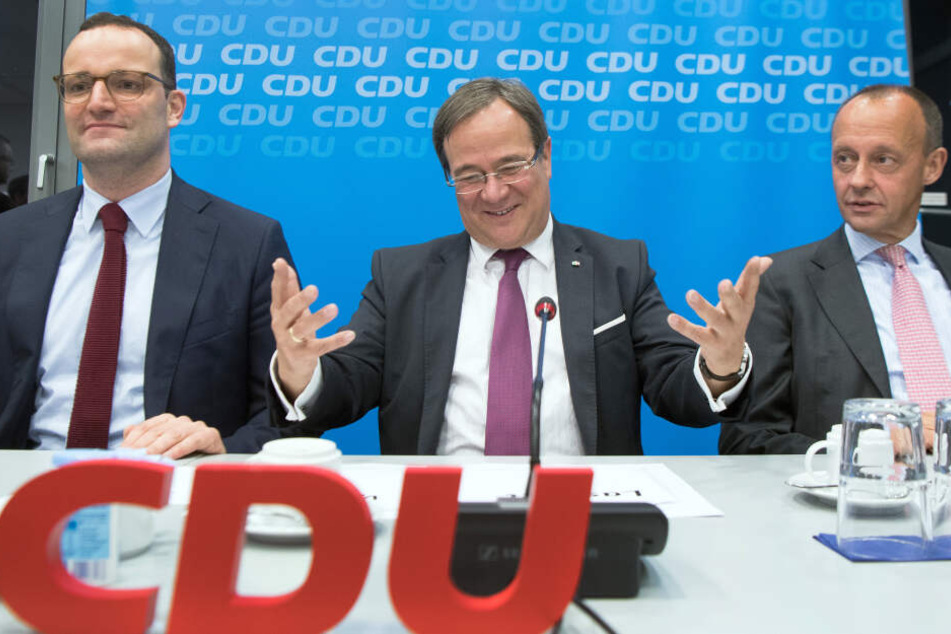 2018: Jens Spahn (l-r), Bundes-Gesundheitsminister, Armin Laschet, Ministerpräsident von Nordrhein-Westfalen und Friedrich Merz.