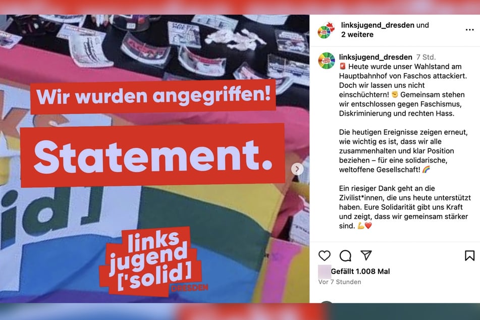 Auf Instagram berichtete der Jugendverband von der Attacke.