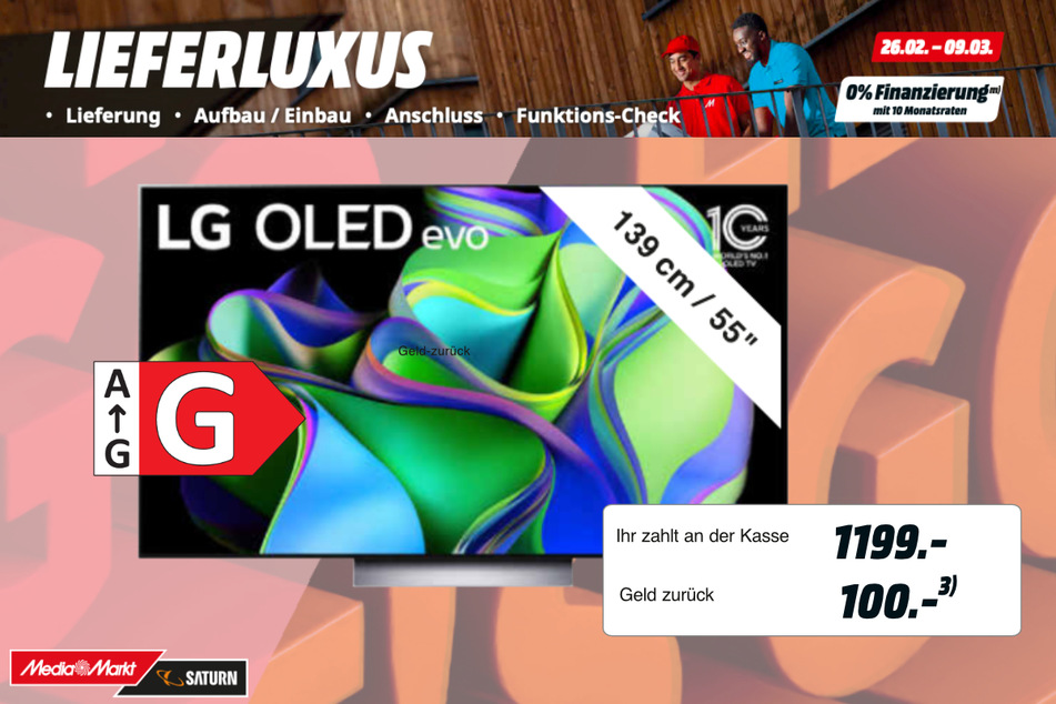 55-Zoll LG-Fernseher für 1.099 Euro (nach Einlösung Cashback).