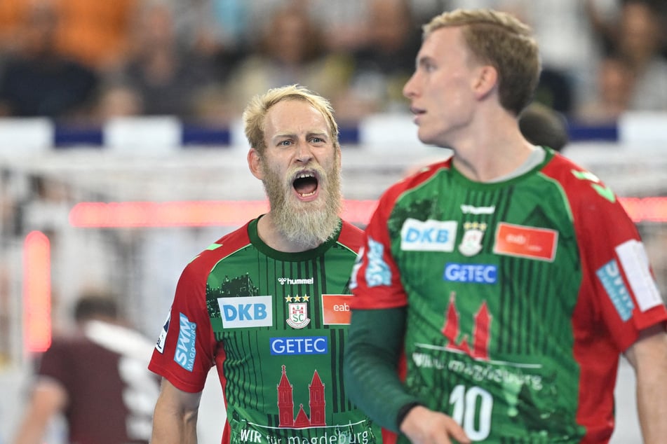 Schon in Halbzeit eins legte der SCM rund um Gísli Kristjánsson (r., 27) den Grundstein für den Sieg.