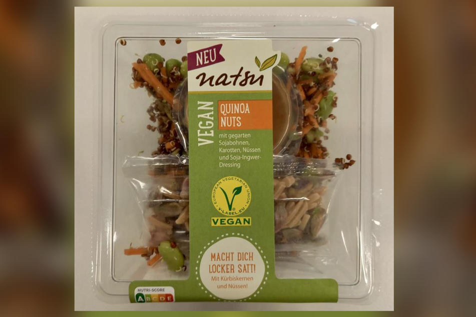 Der vegane Quinoa-Salat mit Nüssen der Firma Natsu Foods in Neuss könnte von Salmonellen betroffen sein.