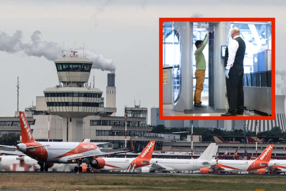 Zwei zusätzliche Kontrollstellen sollen die Passagier-Abwicklung am Berliner Flughafen Tegel beschleunigen. (Bildmontage)