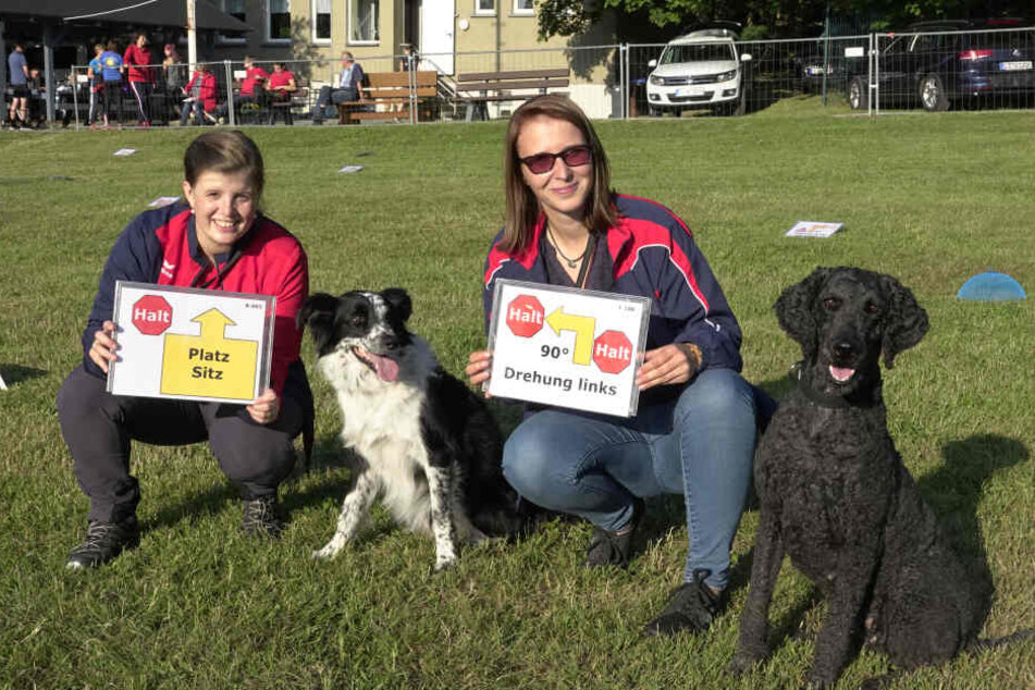 Annika Hartwig (28, links) und Sarah Schubert (30) sind mit Border-Colly Cody (5) und Pudel Xanti (5) am Samstag auch am Start.