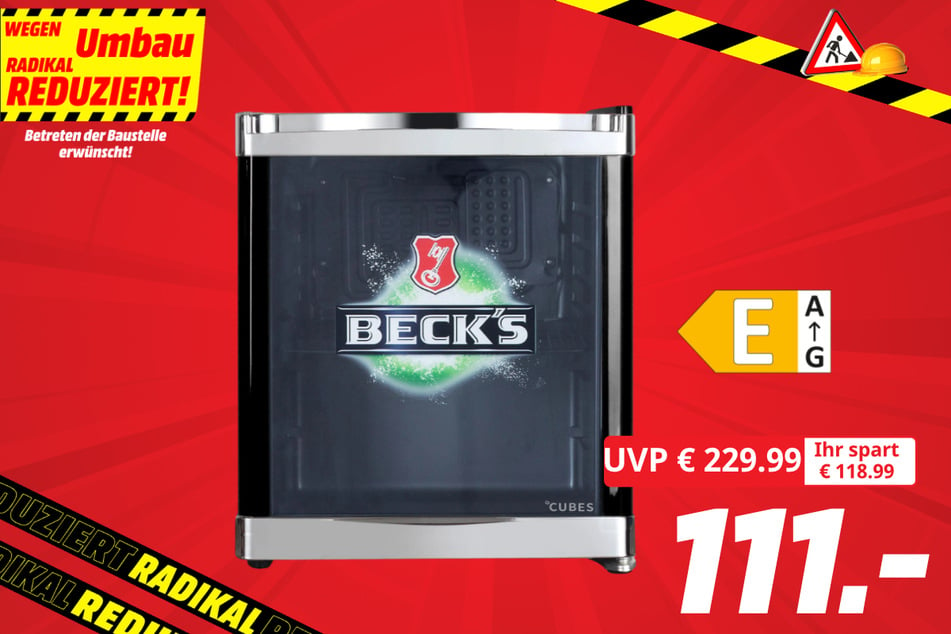 Cubes-Getränkekühlschrank CC 240 E BECK'S
für 111 statt 229,99 Euro.