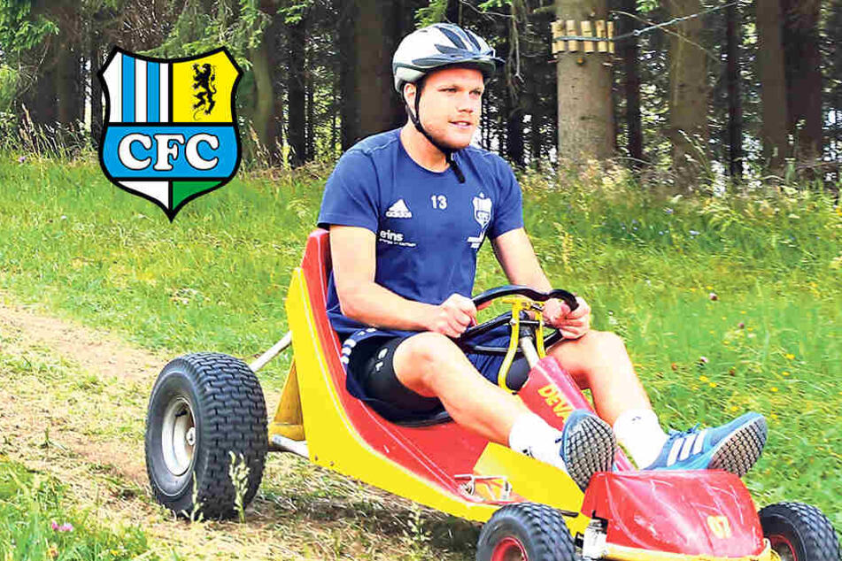 Fabio Leutenecker will beim CFC
richtig Gas geben. Bei der Abfahrt am Altenberger Skihang musste er sein
Devalkart aber eher bremsen...