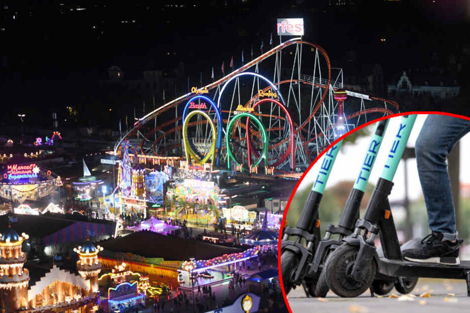 Wer nach dem Wiesn-Besuch nach Hause will, kann keine E-Scooter benutzen. (Bildmontage)