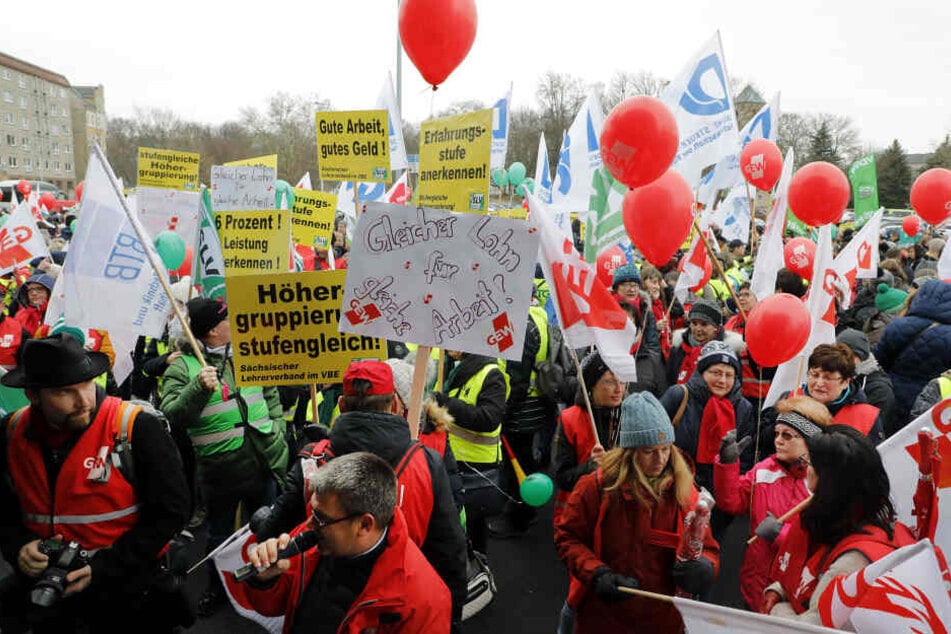 Lehrer-Streik in Chemnitz am Mittwoch.
