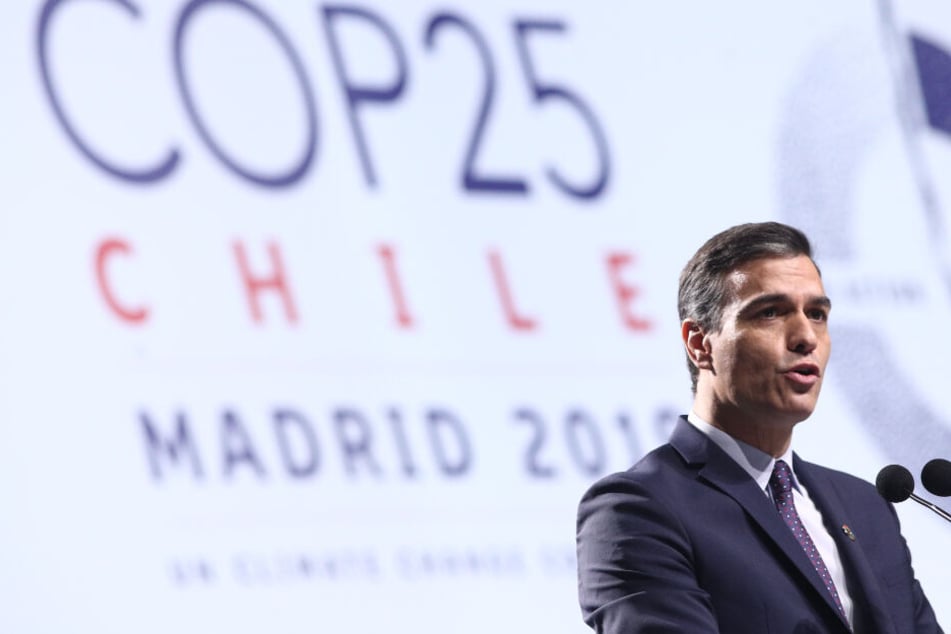 Pedro Sanchez, amtierender Ministerpräsident von Spanien, hält eine Rede zur Eröffnung der 25. UN-Klimakonferenz in Madrid.