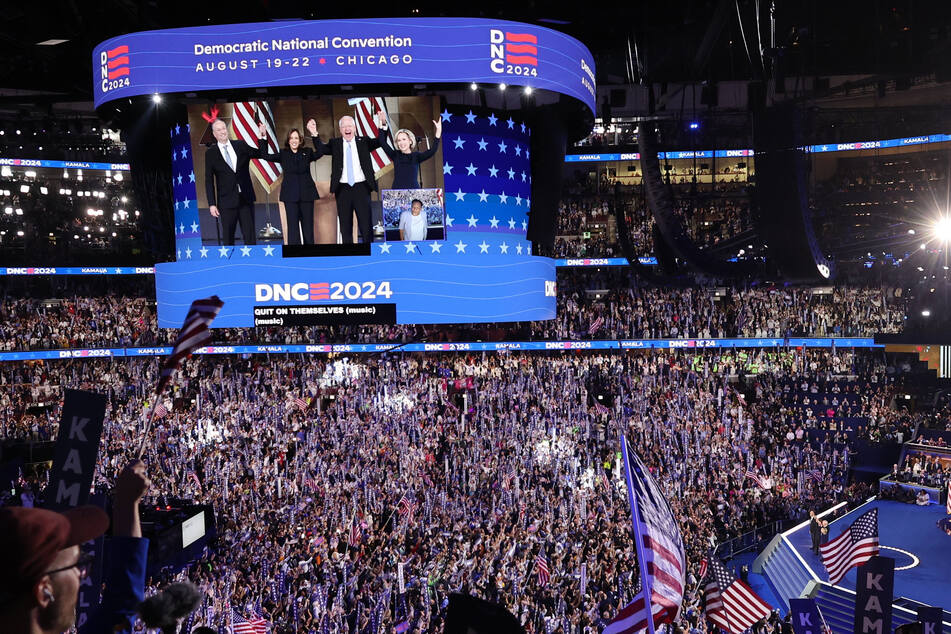 Harris got cheers for her acceptance speech, during which she touched on the threat of another Donald Trump presidency.