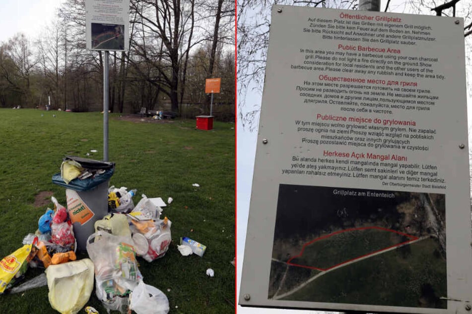 Selbst ein fünfsprachiges Warnschild schreckt die Menschen nicht ab.