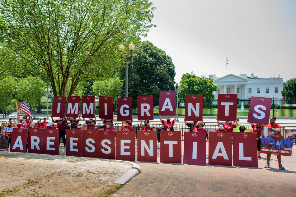 Immigrants’ rights activists rally for a pathway to citizenship outside the White House in Washington DC.