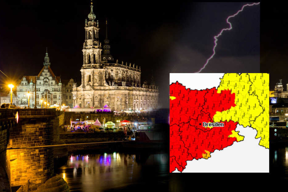 Der Wetterdienst warnt vor heftigem Gewitter in der Nacht.