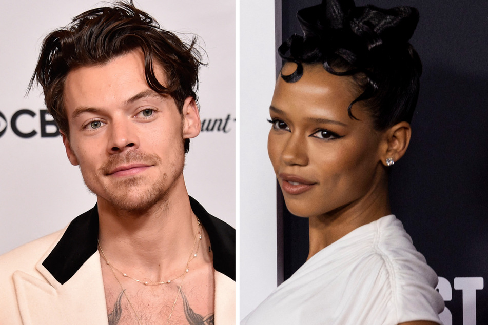 Taylor Russell (r.) recently opened up about her thoughts on romance amid swirling dating rumors with Harry Styles.
