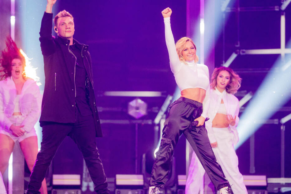 US-Sänger Nick Carter bei seinem Auftritt.