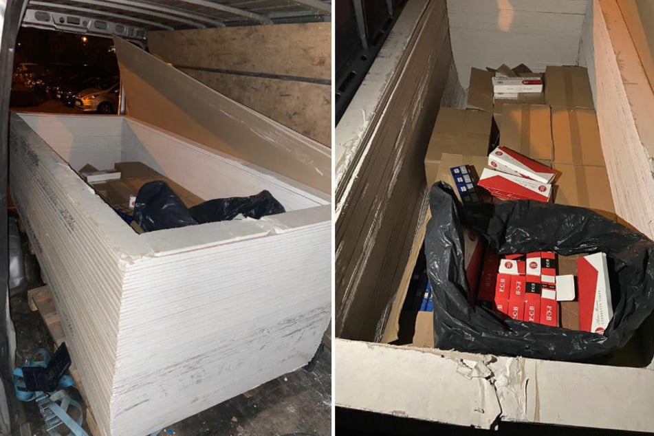 Die findigen Schmuggler versteckten ihre Ware im Hohlraum eines Bauplattenstapels, wo sie von den Zollbeamten jedoch entdeckt wurden.