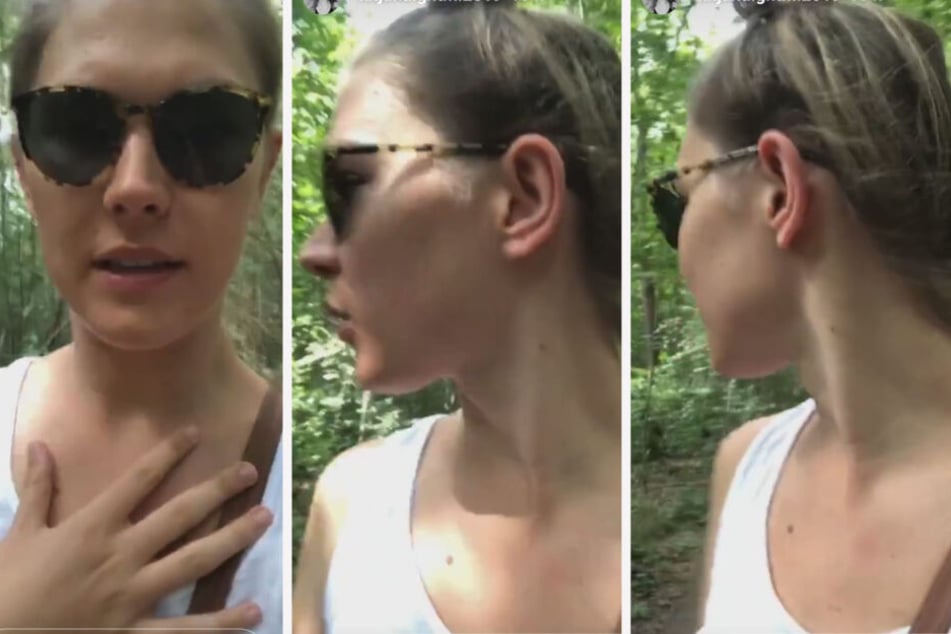Ängstlich dreht sich GNTM-Kandidatin Tatjana Wiedemann (22) im Wald immer wieder um: "Das war wirklich ein bisschen unheimlich."