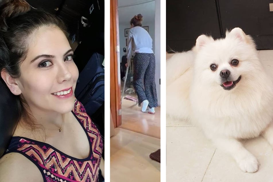 Steph Najar musste eine Zeit lang auf Krücken gehen. Die Reaktion ihres Hundes Polo kam für sie überraschend.