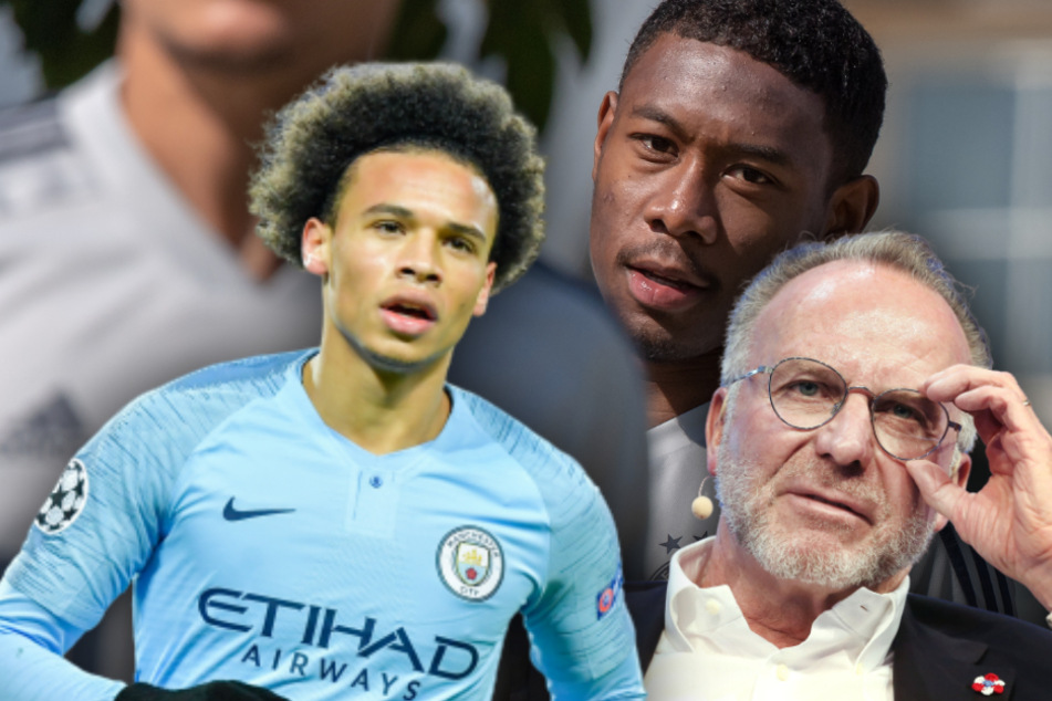 Vorstandschef Karl-Heinz Rummenigge (64, r) hat Gerüchte über einen Tausch vom Abwehrspieler David Alaba (27,m) für Leroy Sané (24,l) dementiert. (Bildmontage)