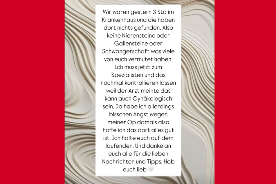 Mit einem längeren Text berichtete die 28-Jährige auf Instagram von ihren gesundheitlichen Sorgen.