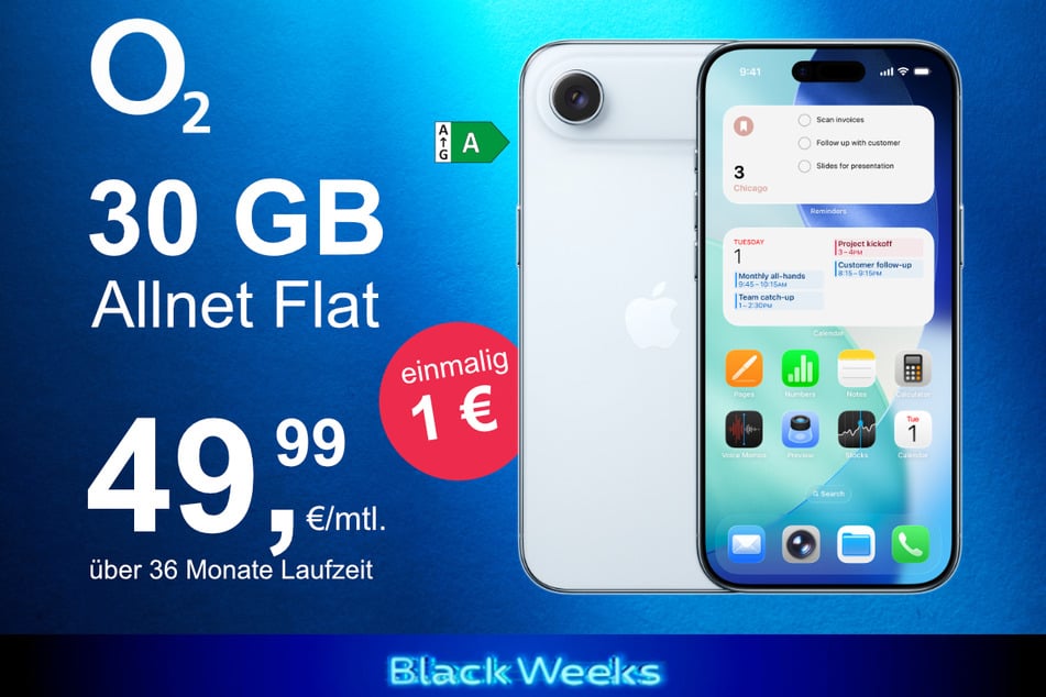 Das neue iPhone 17 Air inkl. 30 GB Datenvolumen für nur 1 Euro exklusiv bei o2.