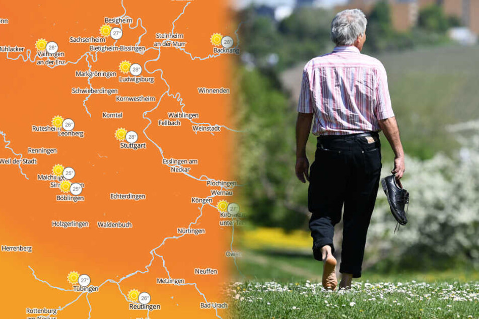 In der Mittagspause einfach mal barfuß raus? In den nächsten Tagen möglich. (Fotomontage(Symbolbild)