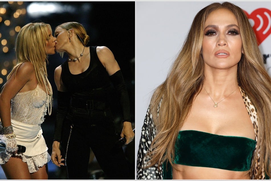 Would the infamous 2003 VMAs kiss be as iconic if Jennifer Lopez (r) was included?