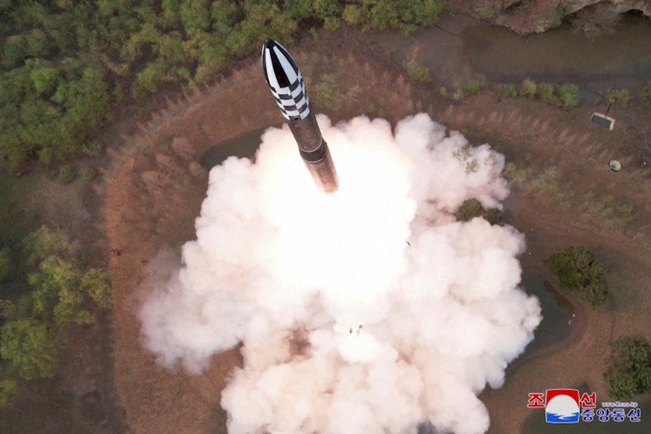 A new solid-fuel intercontinental ballistic missile Hwasong-18 during a test launch in North Korea.