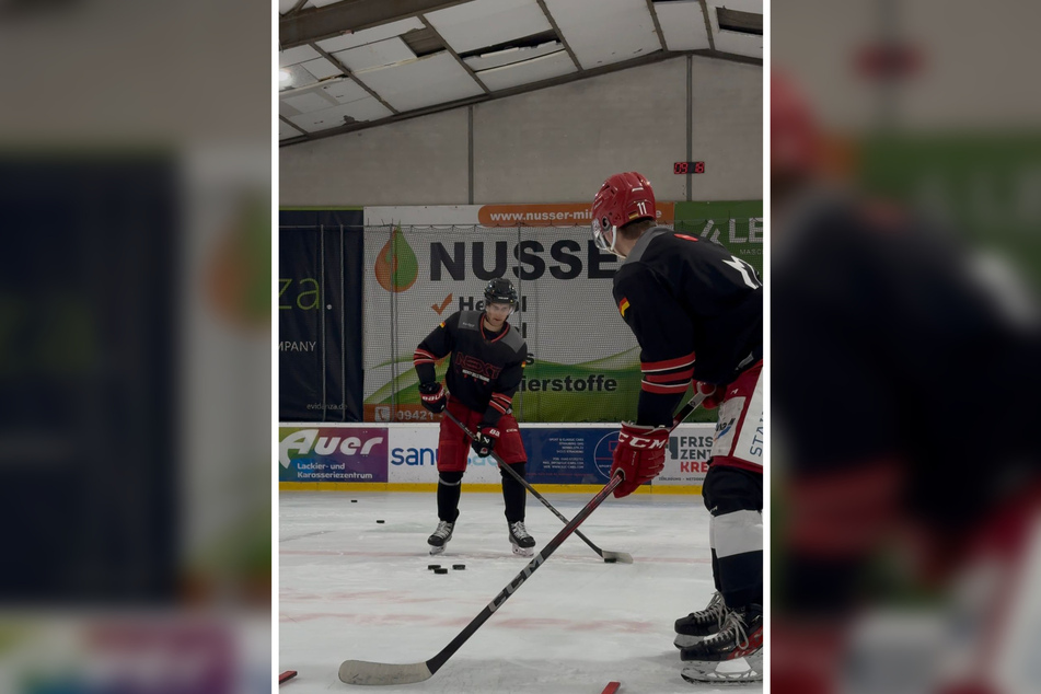 Tim Lutz (24, l.) und Till Michel (21) absolvierten gemeinsam mit Alexander Schmidt (22) ein individuelles Skill-Training in Straubing, um sich optimal auf die neue Saison vorzubereiten.