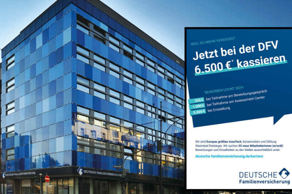 Mit dieser Anzeige wirbt die in Frankfurt ansässige Deutsche Familienversicherung um neue Mitarbeiter.
