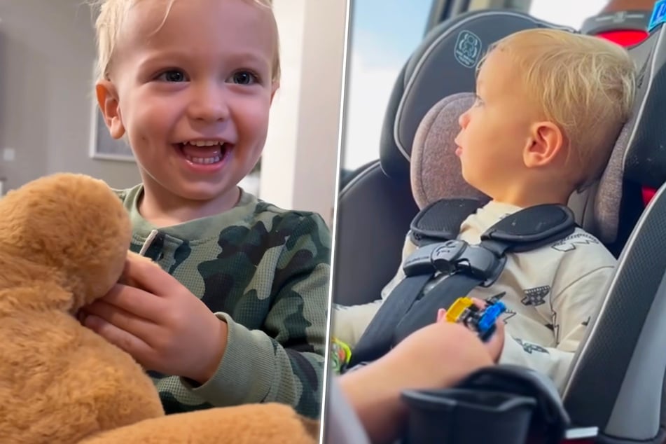 Luke (2) liebt die Musik und singt auch gerne mal im Auto mit.