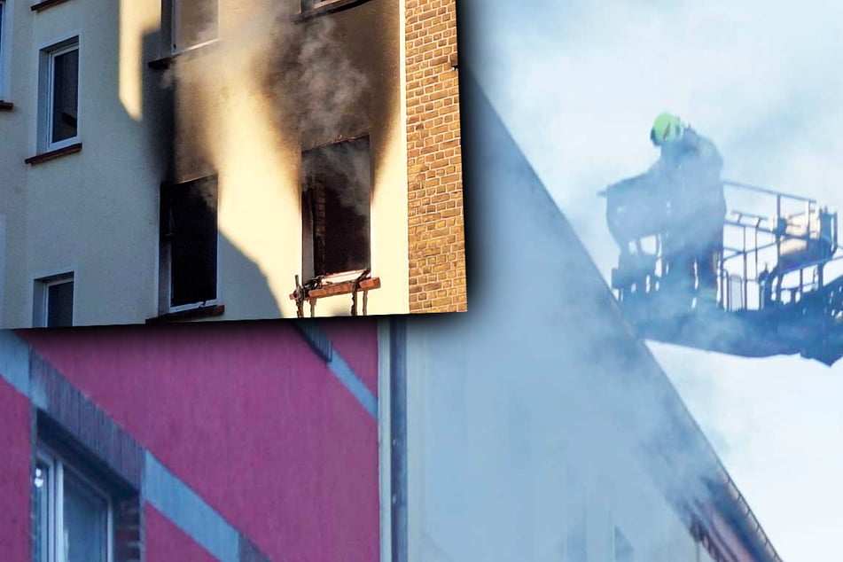 Nachbarin wählt Notruf wegen Brand: Bewohner per Drehleiter gerettet