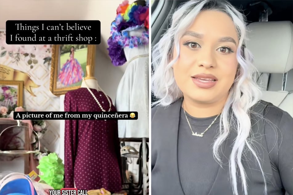 Sandra apenas podía creer lo que veían sus ojos cuando descubrió su propia foto en una tienda de segunda mano.