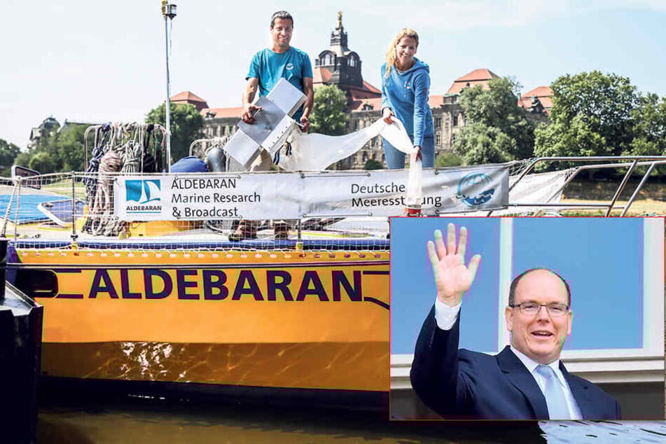 Der monegassische Fürst Albert II. (60, kleines Foto) kommt erst Freitag zur Preisverleihung nach Dresden. Am Elbe-Anleger 17 ankert bereits das Forschungsschiff. Am Samstag schippert er nach Hamburg weiter.