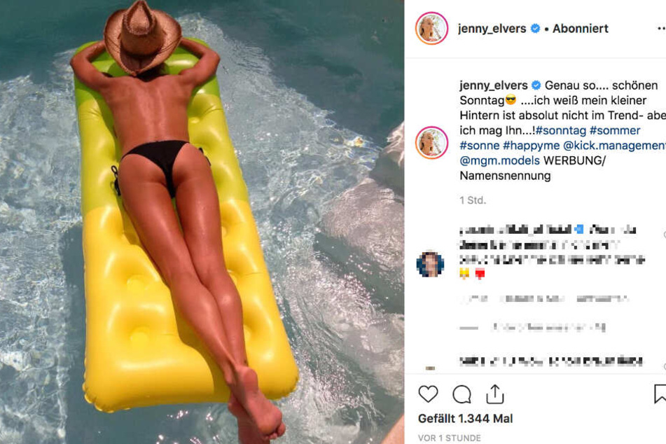 Jenny Elvers zeigt sich auf Instagram nur im Bikini-Höschen.