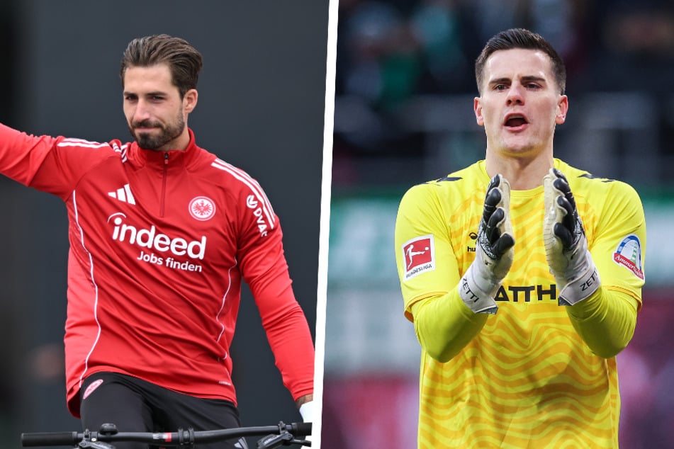 Werder Bremens Keeper Michael Zetterer (30, r.) soll Kevin Trapp (35) bei Eintracht Frankfurt beerben. Ob als Nummer eins oder Nummer zwei, ist noch offen.