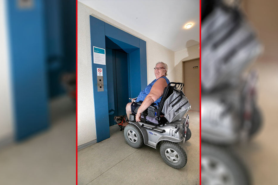 Gefangen in der Platte: Rollstuhlfahrerin Elisabeth John (63) kann seit zwei Wochen nicht mehr raus.