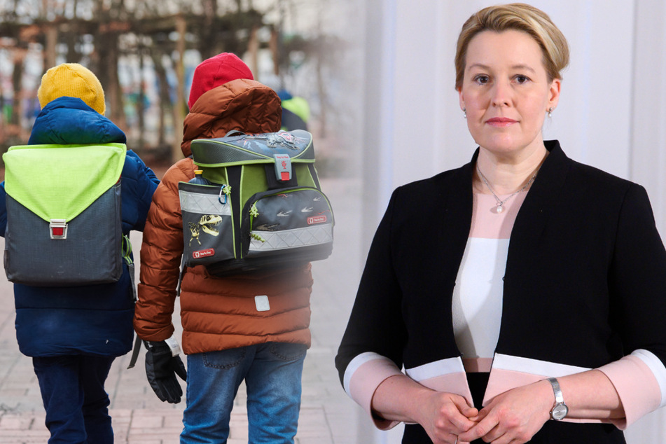 Franziska Giffey (43, SPD) möchte eine frühere Rückkehr in den Präsenzunterricht prüfen. (Bildmontage)