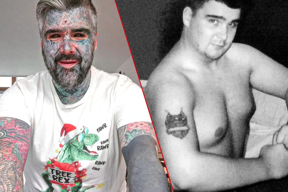 Most tattooed man in Britain takes a trip down memory lane in amazing before-and-after post