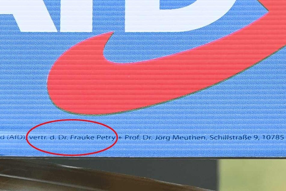 Der Name "Frauke Petry" am unteren Teil der Plakate.