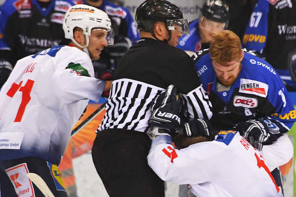 Jordan Haywood nahm hier Heilbronns Top-Scorer Roope Ranta in die Mangel.