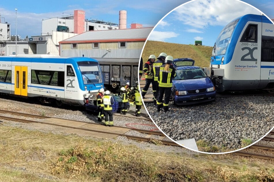 Feuerwehr probt "Worst Case"-Szenario in Freiberg: Zug knallt mit Auto zusammen, mehrere Verletzte