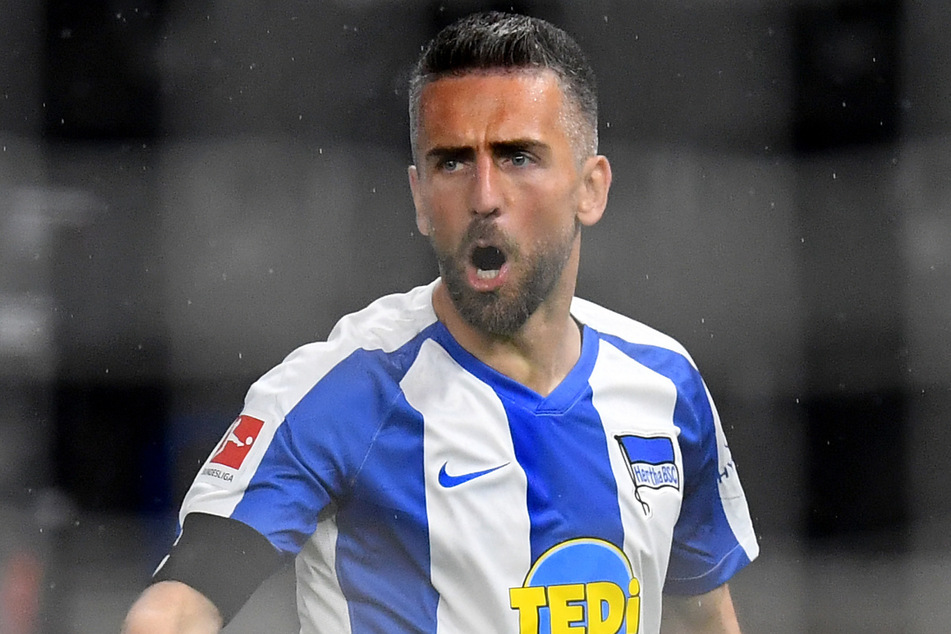 Vedad Ibisevic bejubelt seinen Treffer im Stadtderby gegen den 1. FC Union Berlin. In fünf Jahren bei Hertha BSC erzielte der Bosnier insgesamt 56 Tore.