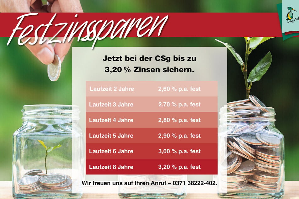 Die Abbildung zeigt die garantierten Zinssätze, welche steigen, desto höher die Wahl der Laufzeit ausfällt.