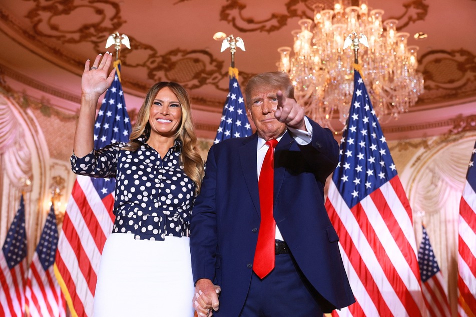 Donald Trump (r.) and former first lady Melania Trump stand together during an event at his Mar-a-Lago estate in Palm Beach, Florida on November 15, 2022.