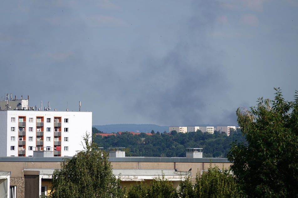 Rauchschwaden stiegen am späten Nachmittag über Dresden empor.