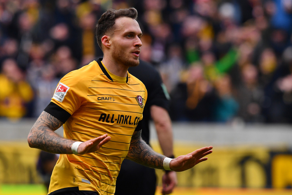 Patrick Schmidt erzielte insgesamt sechs Treffer für Dynamo - zwei allein gegen Erzgebirge Aue.